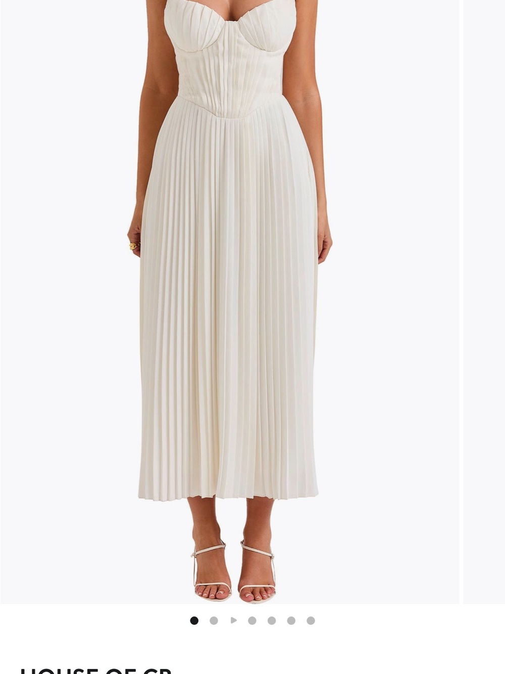 House of CB Cream Pleated Midi Dress